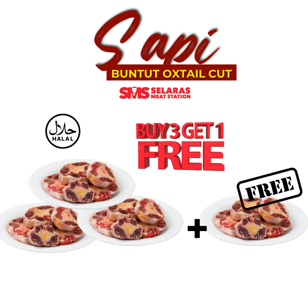 

Paket Hemat Buy 3 Get 1 Free Buntut Sapi Impor Oxtail Center Cut AUS 500 gr 1 Kg Frozen Tangerang