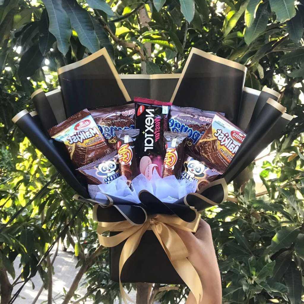 BUKET BUCKET JAJAN BOUQUET SNACK KADO WISUDA GIFT ULANG TAHUN ANAK | BOUQUET SNACK 40 RIBU I BIRU PI