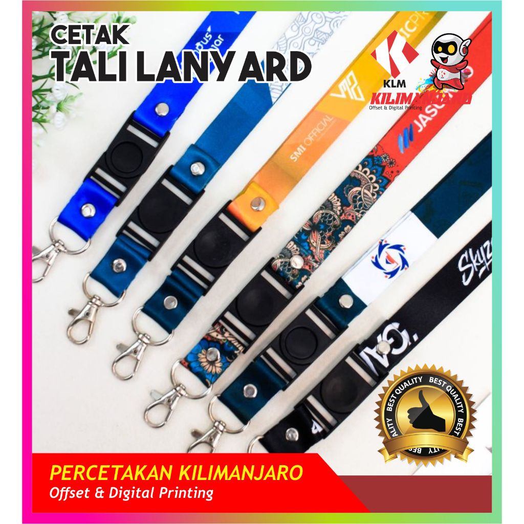 

Tali Lanyard id card custome 2 cm 2 sisi sepaket/cetak tali lanyard id card satu paket