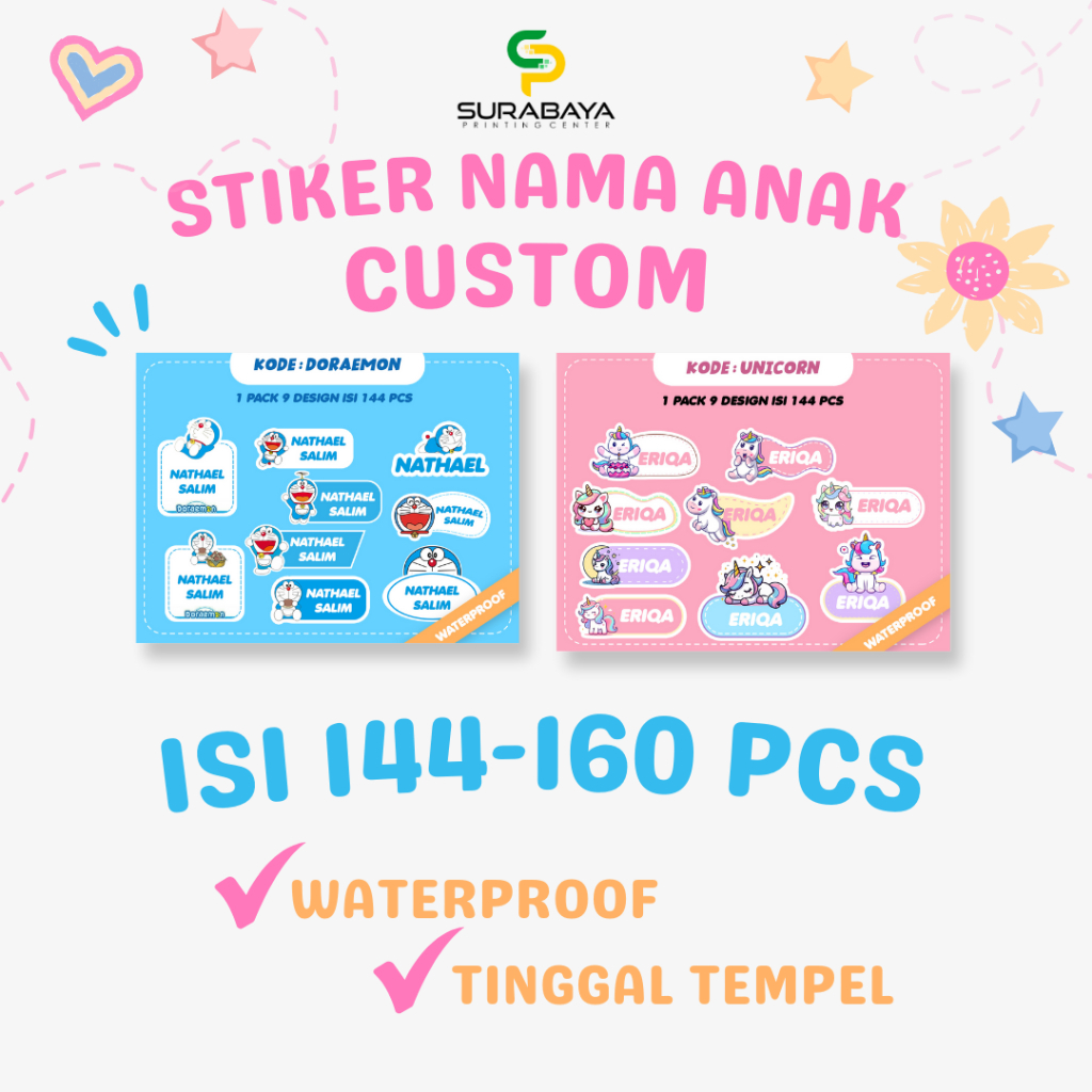 

[ISI 130 - 160 PCS] STICKER NAMA ANAK CUSTOM ANTI AIR