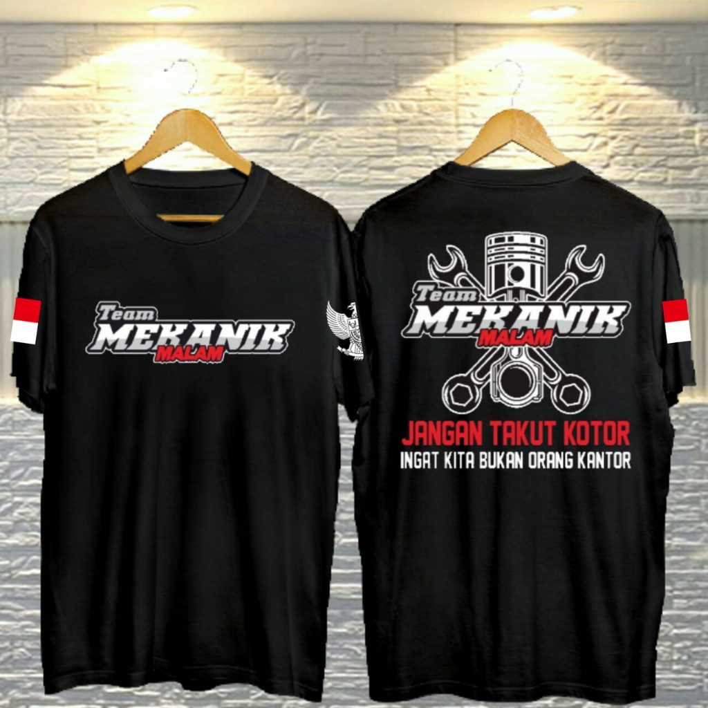 Kaos Mekanik malam - kaos Distro motor mekanik malam indonesia- Atasan Cotton DEWASA PRIA WANITA
