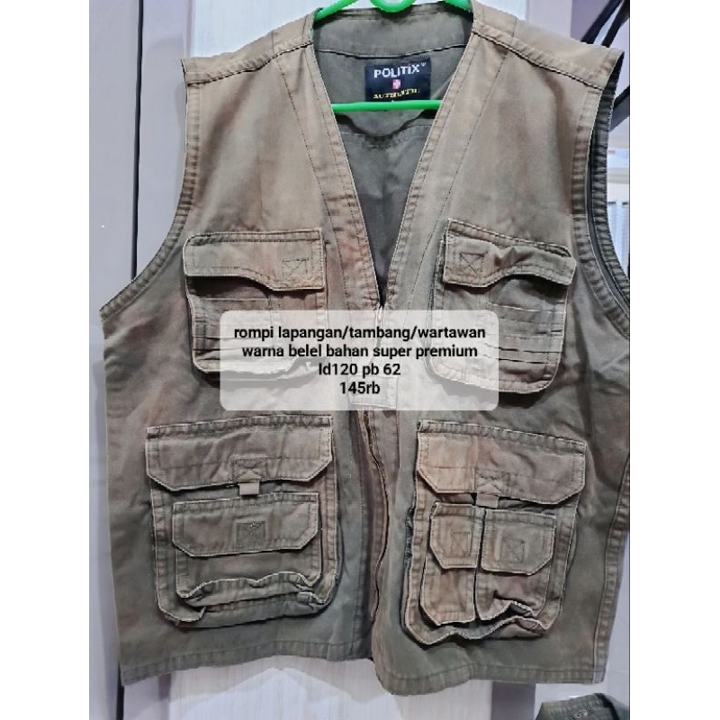 rompi lapangan/rompi vest wartawan/rompi tambang preloved/baju pria preloved/kemeja pria preloved