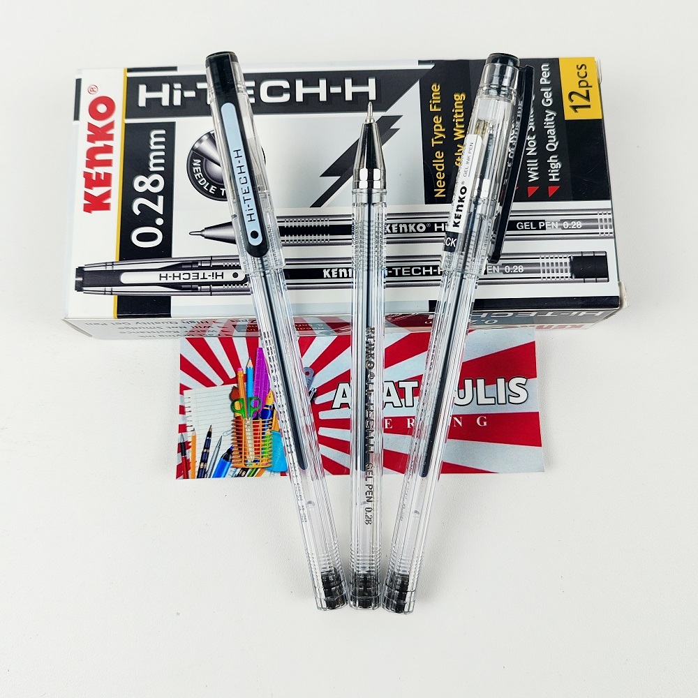 

1Pak Ballpoint Kenko isi 12pcs Pulpen Gel HiTech H 0.28mm Pena Soft