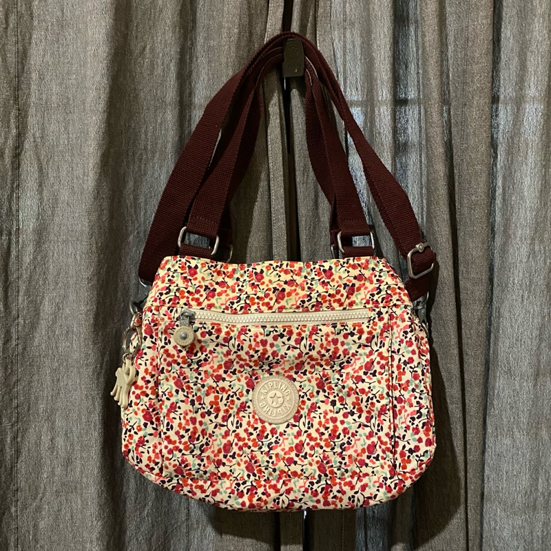 Tas Selempang / Slingbag Kipling Motif Bunga Nilon ORI