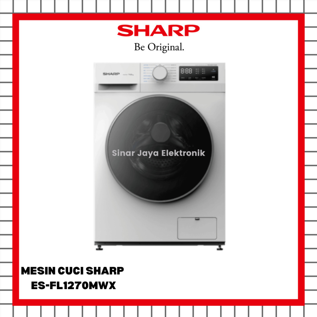 MESIN CUCI SHARP ES-FL1270MWX FRONT LOADING 7 KG INVERTER