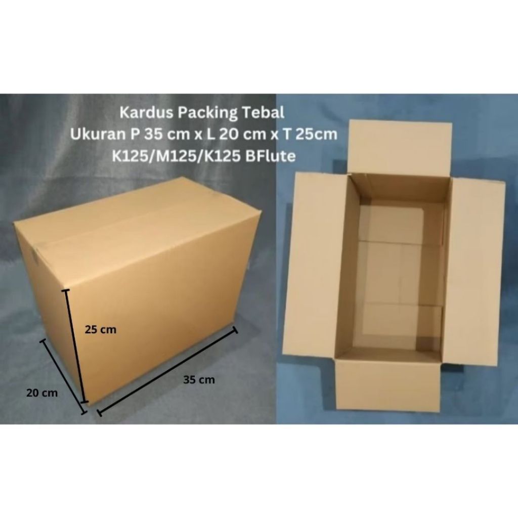 

Kardus Packing Tebal Uk. P35 cm x L20 cm x T25 cm - BFlute K125/M125/K125