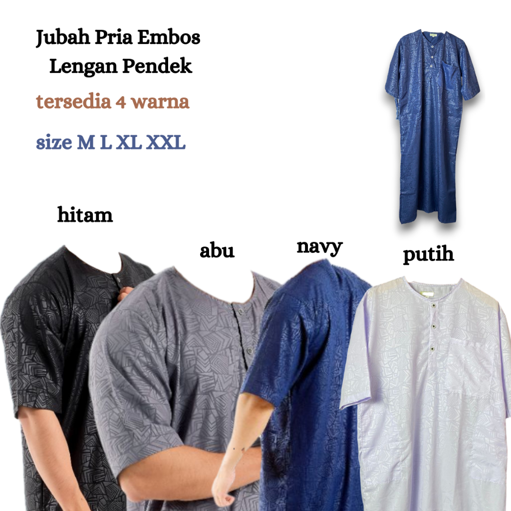 baju jubah pria lengan pendek embos pria lengan pendek