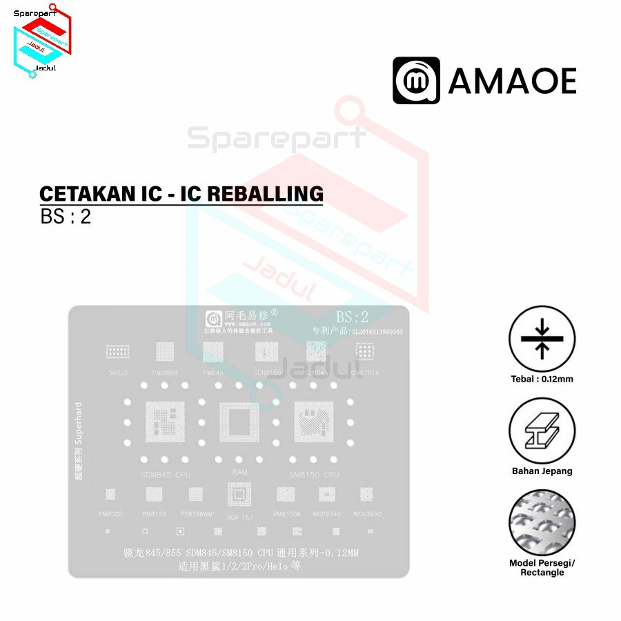 Amaoe BS 2 Cetakan IC BGA Reballing Stencil For Xiaomi Black Shark 1/2/2 Pro/Helo SM8150 SDM845 CPU 