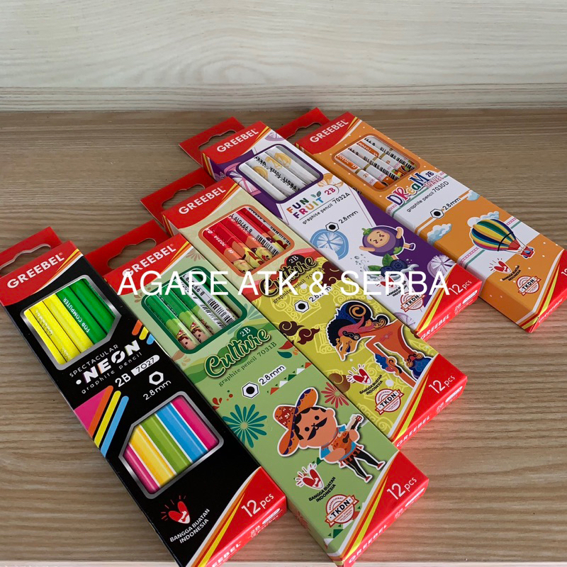 

(1 PAK) PENSIL 2B GREEBEL MOTIF LUCU / PENSIL UJIAN 2B