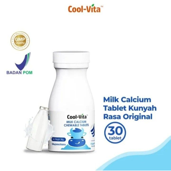 Peninggi Badan Coolvita Kalsium Chewable Tablet Kunyah Rasa Susu Tinggi Kalsium Isi 30 Tablet
