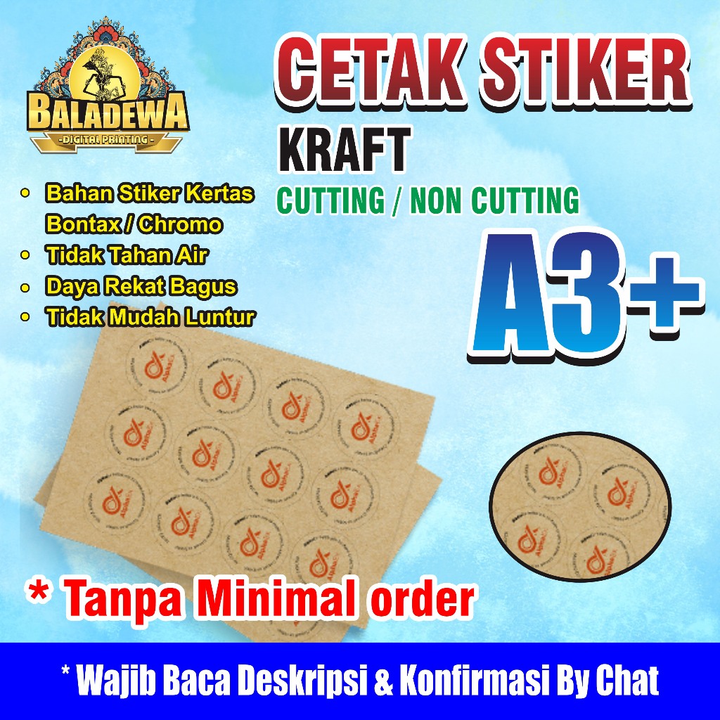 

Cetak Stiker Label KRAFT A3+ / Cetak Label Kemasan Stiker Kraft / Stiker Coklat Ukuran A3+