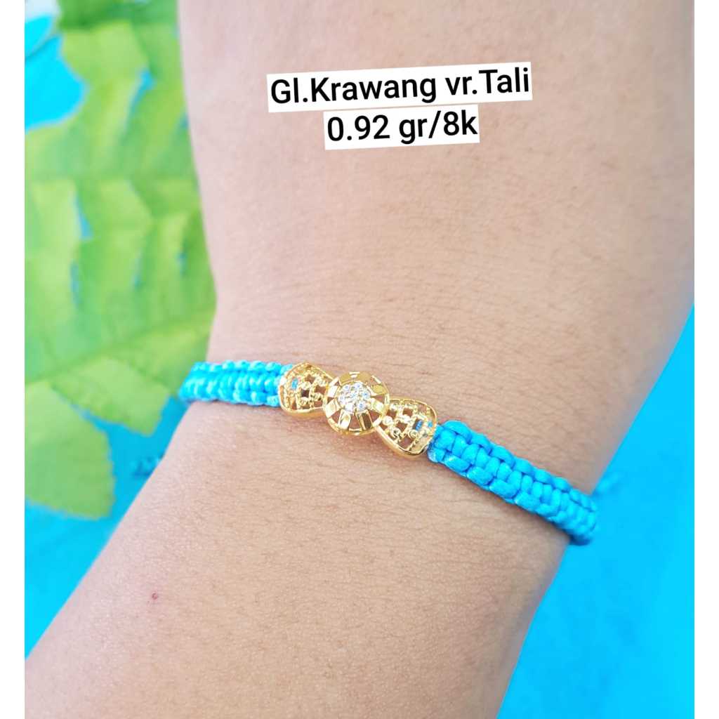 Gelang tali variasi charm pita krawang kadar 375 8k
