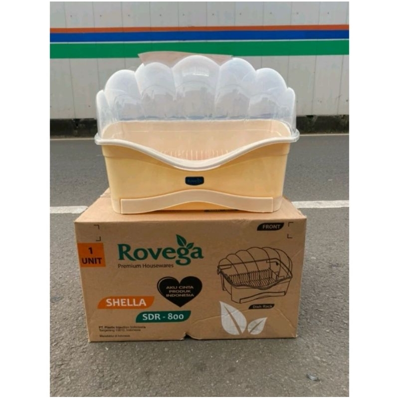 RAK PIRING ROVEGA SHELLA SDR-800 rak piring plastik rak piring dengan tutup rak alat dapur