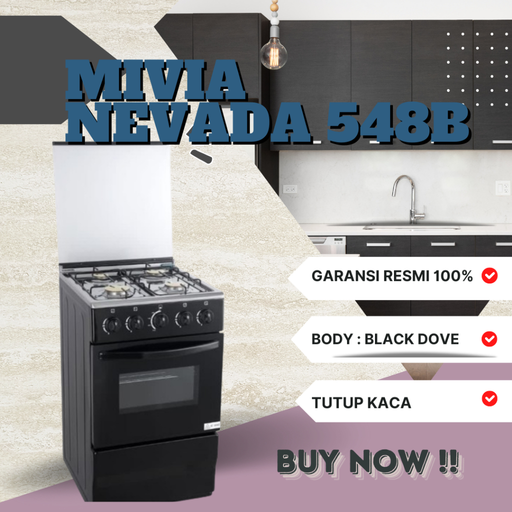 Kompor Gas Freestanding Diamante Mivia Nevada 548B Garansi Resmi