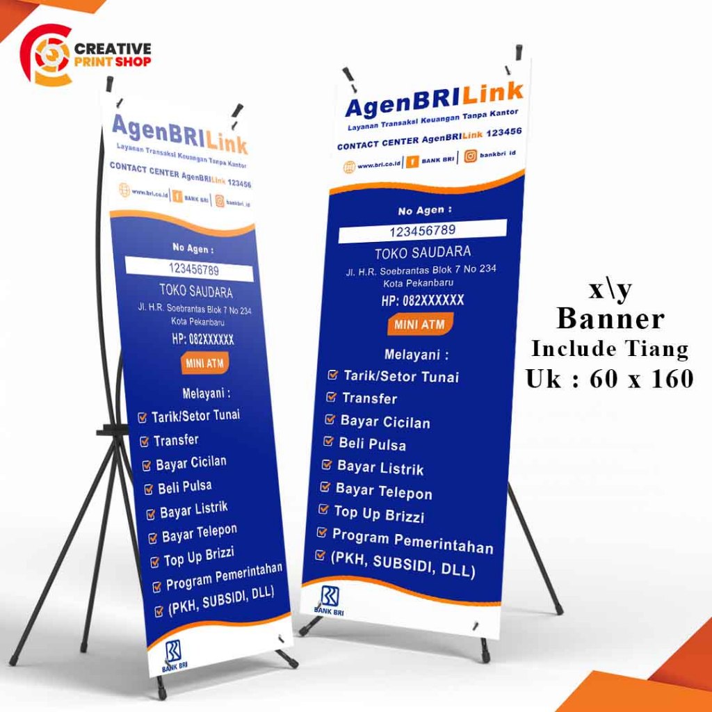 Creativeprinting, Cetak Banner Toko,  X Banner BR Link, Cetak X Banner, Cetak Y Banner