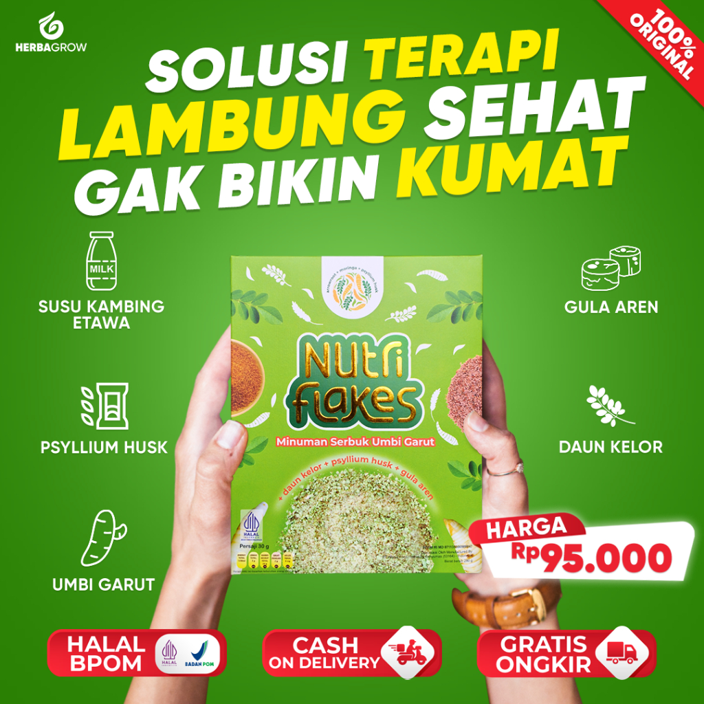 

Nutriflakes - Sereal Umbi Garut Untuk Diet, Terapi Alami Asam Lambung Gerd Maag Dan Radang Lambung