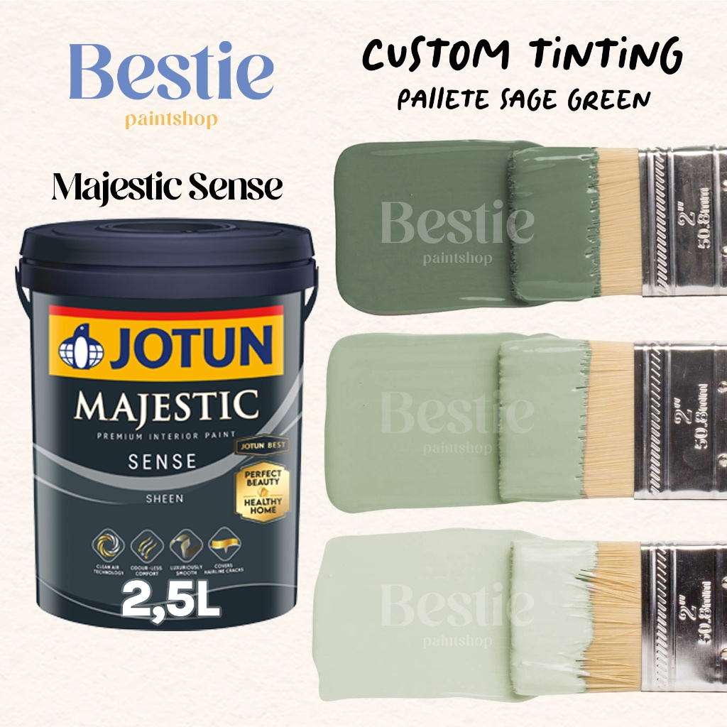JOTUN MAJESTIC SENSE 2,5 LITER / SAGE GREEN / CAT TEMBOK INTERIOR JOTUN ANTI NODA WARNA CUSTOM TINTI