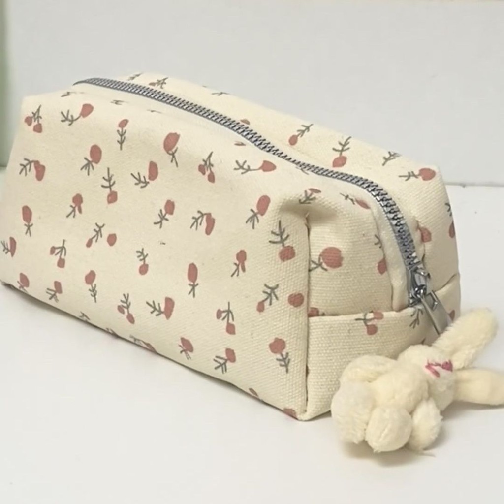 

Ins Cream Floral Pen Bag Large Capacity Pencil Case Creative Student Storage Bag Pencil Case