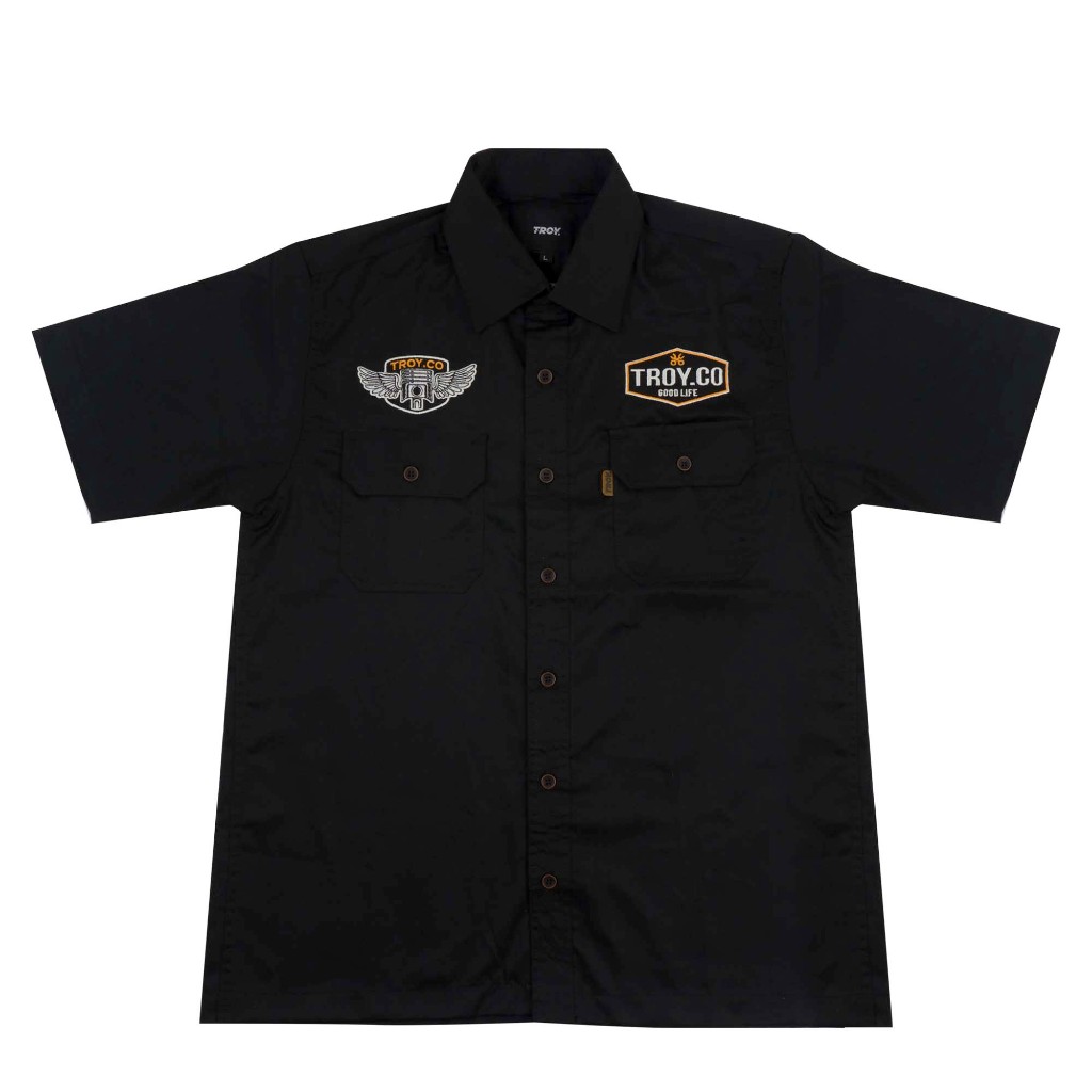 Troy Company Workshirt Workwear Engineers Black Hawk - Kemeja Kerja Work Shirt Hitam WSD 2621