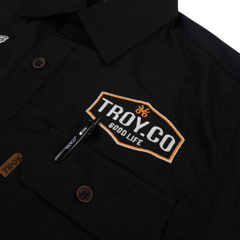 Troy Company Workshirt Workwear Engineers Black Wheel - Kemeja Kerja Work Shirt WSD 2622