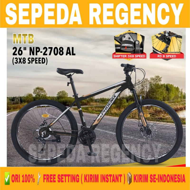 Sepeda Gunung New PHOENIX NP 2808 AL Ukuran 26 Inch 24 Speed