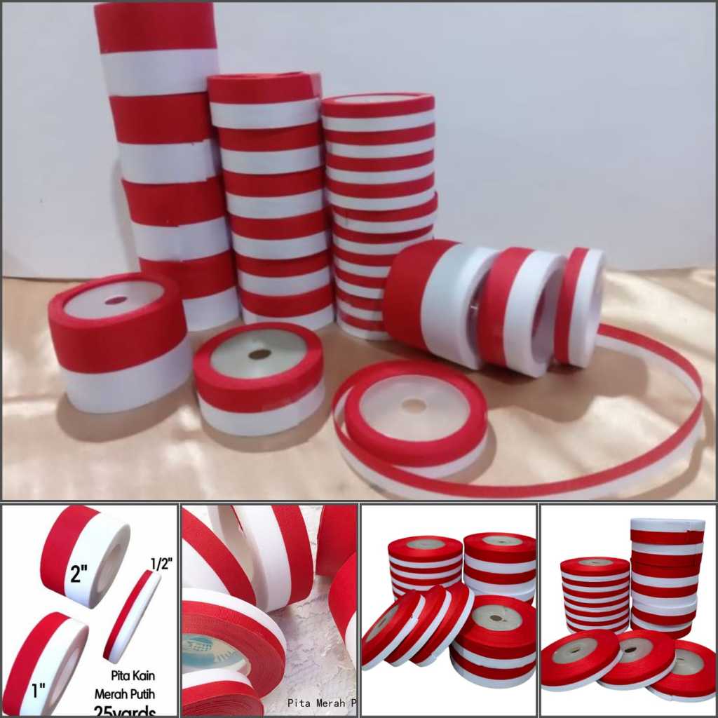 

Pita Ikat Kepala Satin Merah Putih Satin Berbagai Ukuran