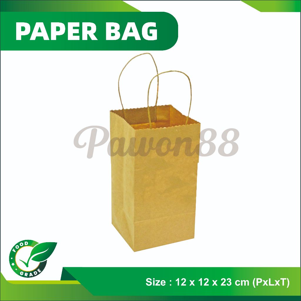 

Paper Bag Polos - Paper Bag Tali Kertas | 12x12x23 cm - COKLAT (24pcs)