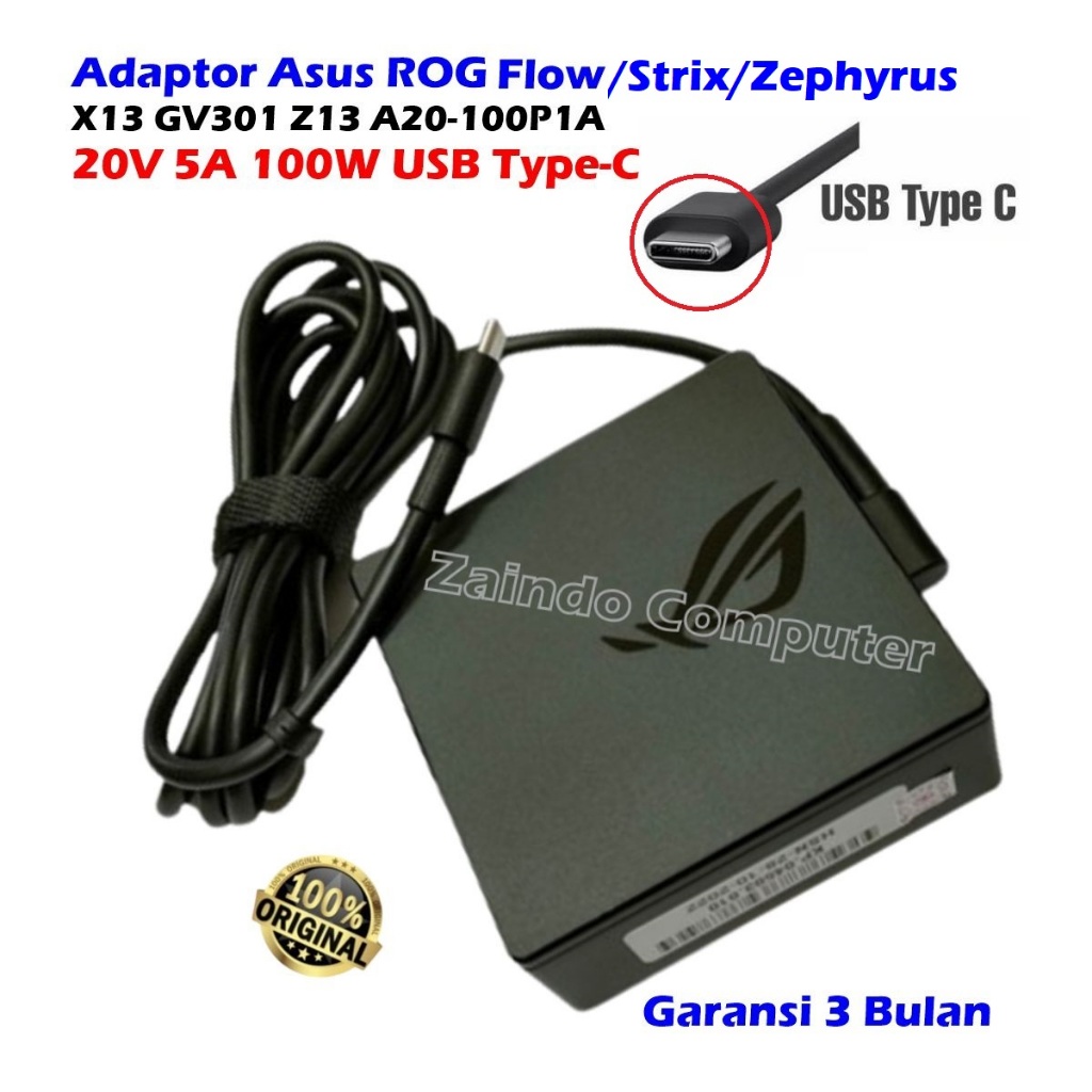 ADAPTOR ASUS ROG FLOW 20V 5A USB TYPE-C 100W G513IE G513IH G513IM G513IR G713 G713I G713IC G713IE G7