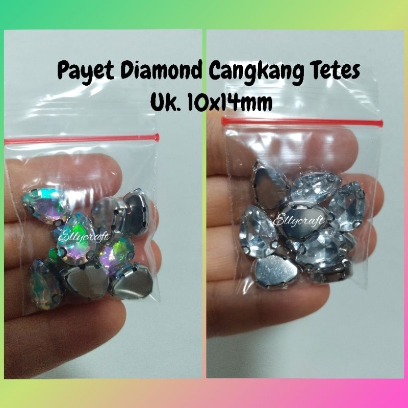 10pc Payet Diamond Cangkang Tetes/Payet Jahit