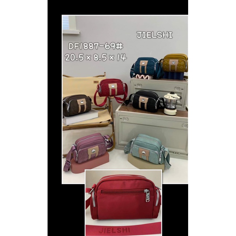 GROSIR Tas selempang jielshi 1887 kulit bahan kanvas import