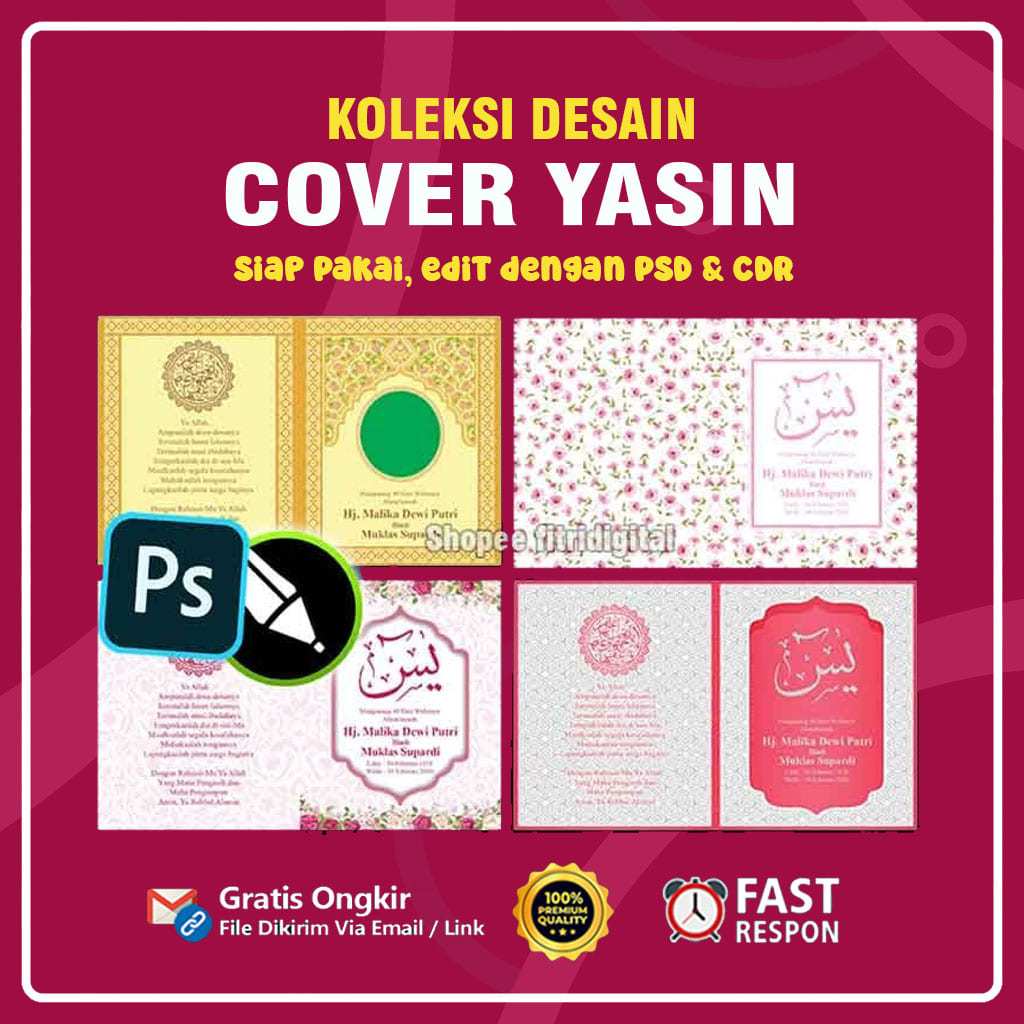 Template Cover Yasin CDR + PSD Premium Siap Edit