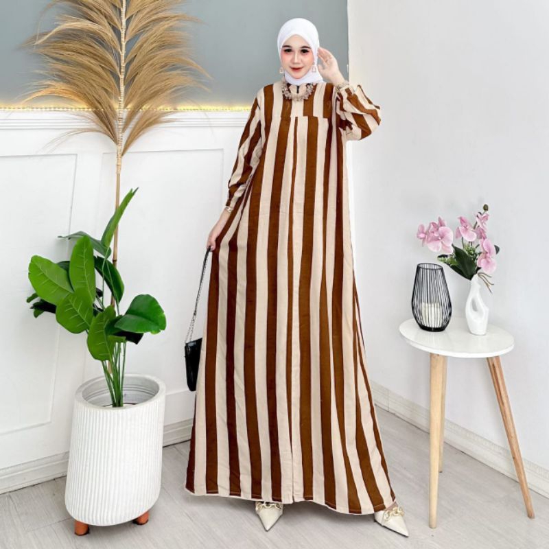 Daster Salur Dress motif Salur Gamis Garis Garis