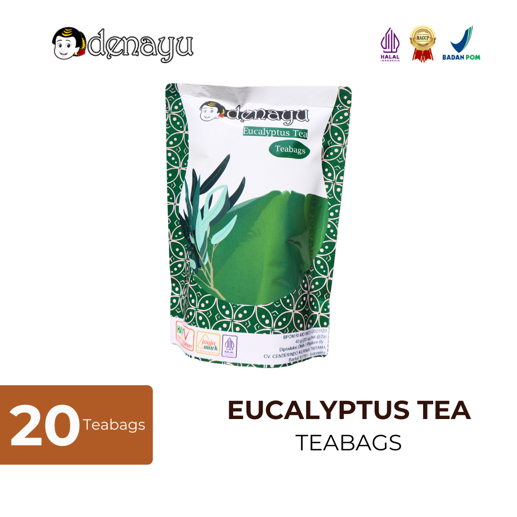 

Eucalyptus Tea Bags Denayu Isi 20 | Minuman Teh Tinggal Seduh | 100% Bahan Alami Tanpa Pengawet Buatan | Halal dan BPOM