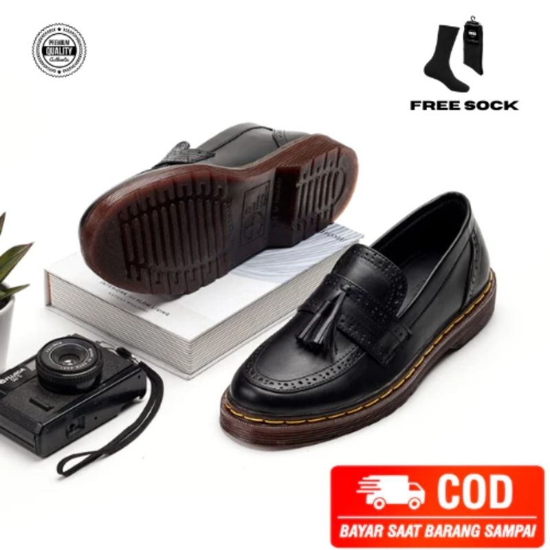 SEPATU FORMAL JENS SHOES MODEL DOCKMART GLEN BLACK LOAFER PRIA