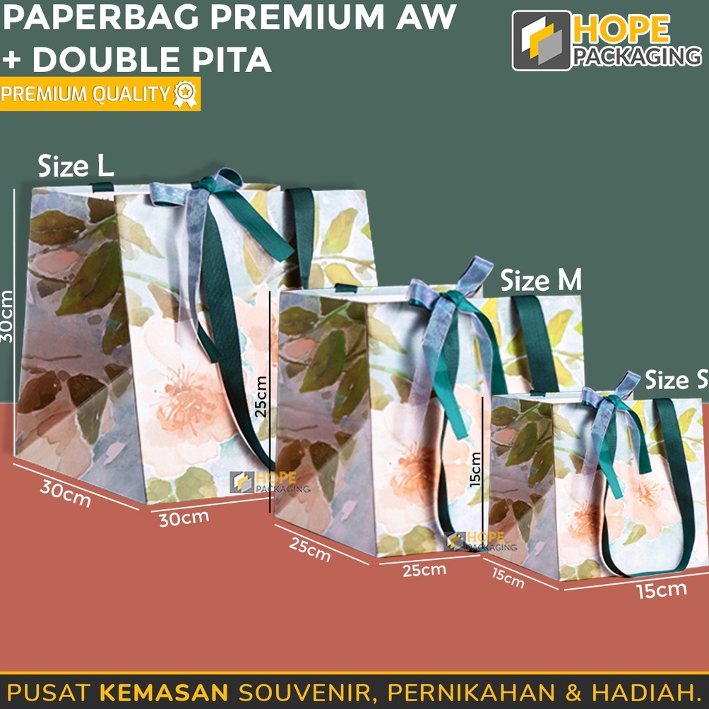 

SPESIAL Paper Bag Premium AW Double Pita Kotak Hampers Souvenir Kado Motif Bunga Peony Gift Box Hadiah Ribbon Tas Kantong Paper Bag Gift Tas Kado Tas Hampers Kue