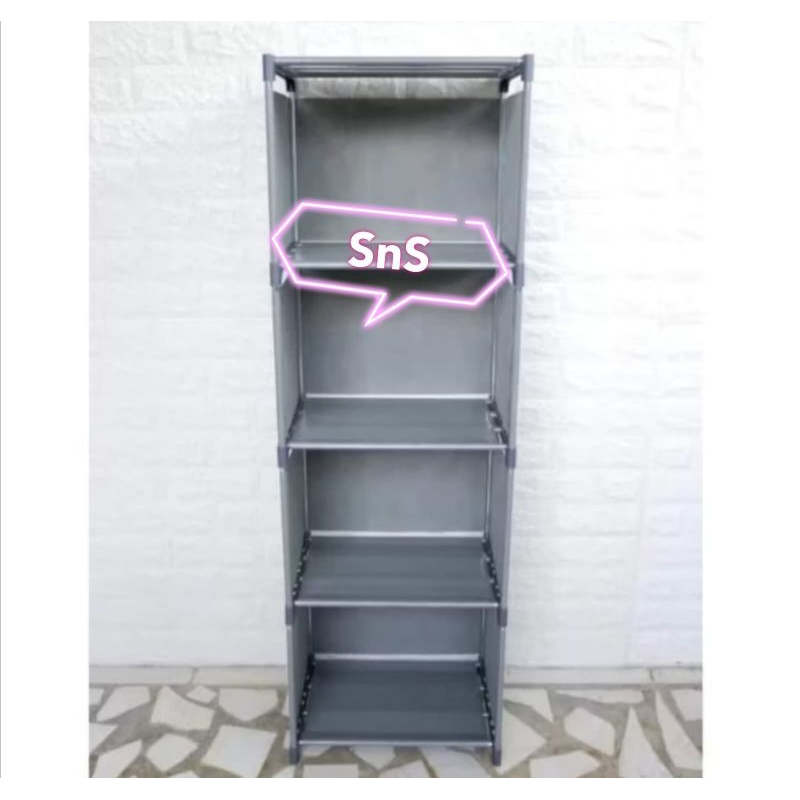 RAK BUKU JEON TUTUP BELAKANG PORTABLE 4 SUSUN SERBAGUNA 4 PIPA PENYANGGAH RAK BUKU PORTABLE