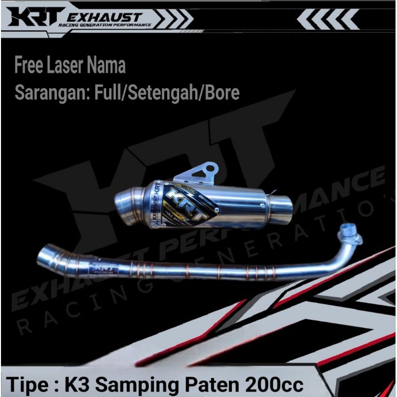 Knalpot Racing KRT K3 Original Samping Paten Anti Bocor Balap Drag Kompetisi 150cc 200cc Bore up Jup