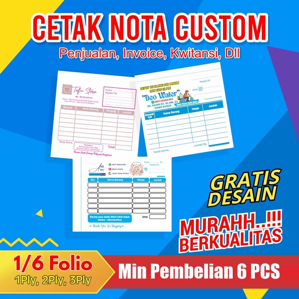 

Nota custom 1/6 folio isi 100lbr