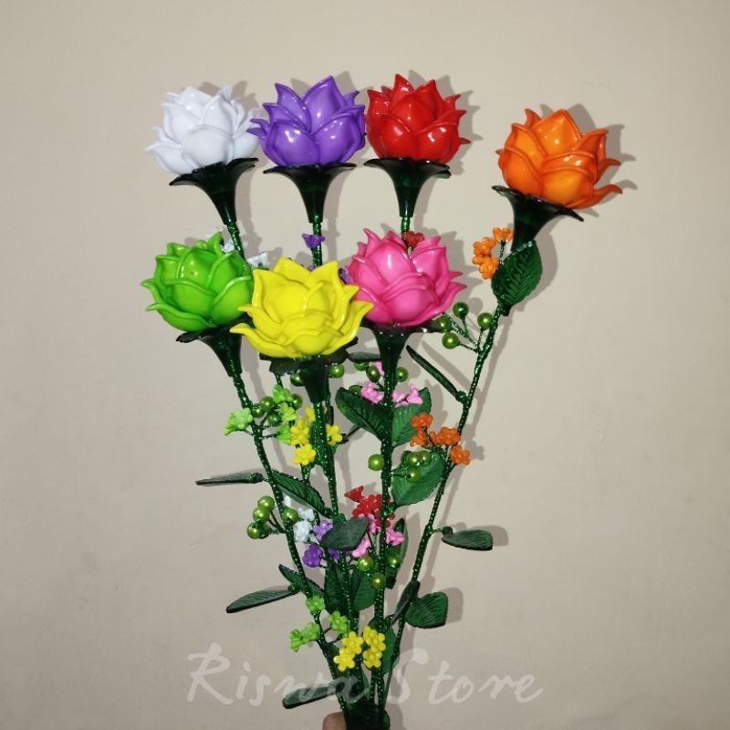 Bunga Mawar Akrilik - Bunga Palsu - Bucket Bunga - Bunga Hias - Bunga Kado - Bunga Mawar Satuan