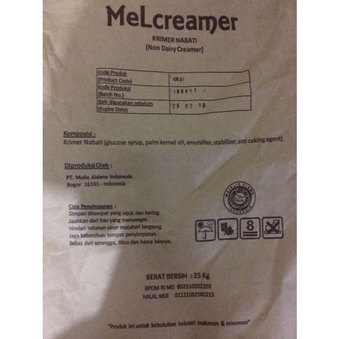 

Bubuk Creamer MelCreamer / Mel Creamer KR01 25kg Gosend Only!!!