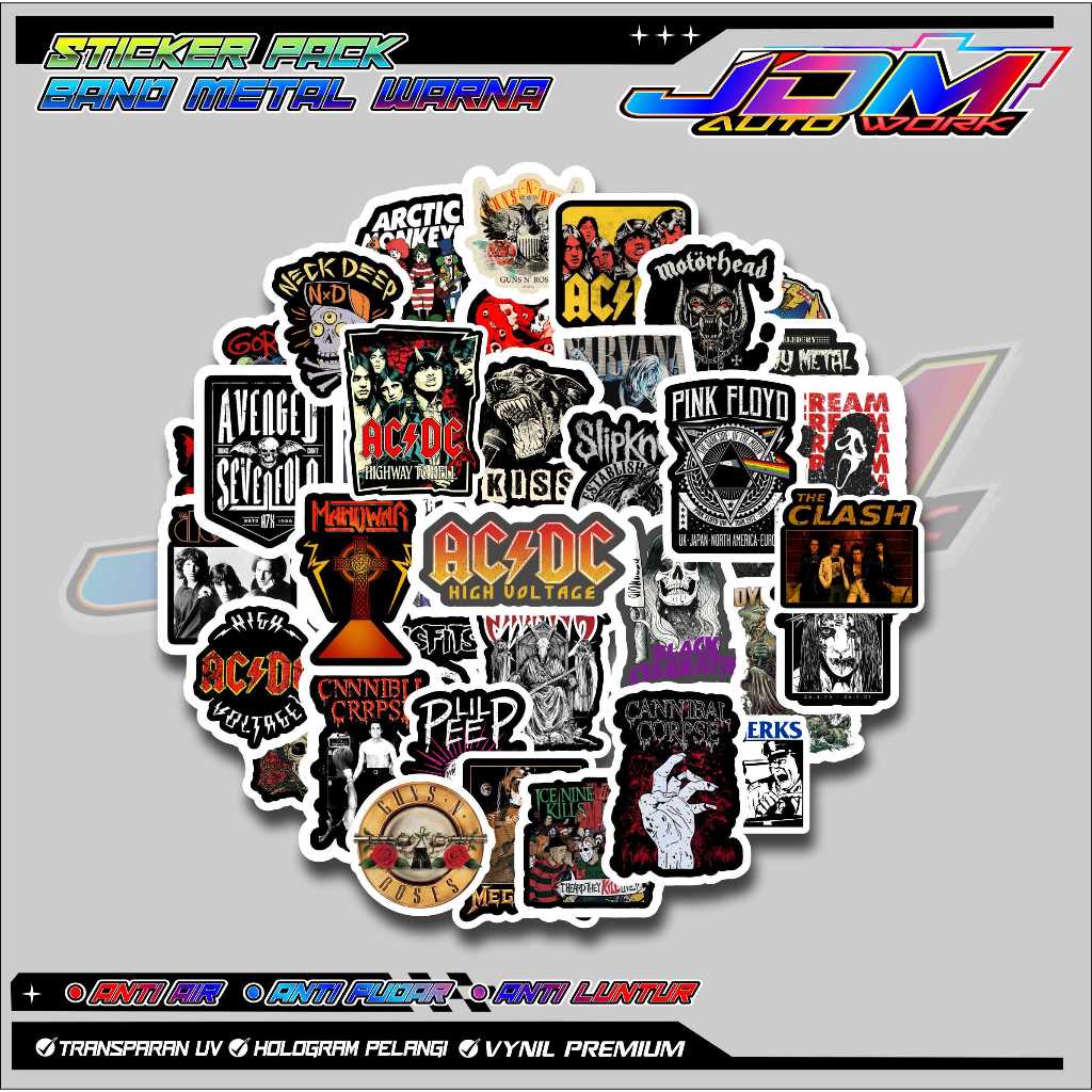 

STICKER PACK CUTTING BAND METAL WARNA ANTI AIR ANTI PUDAR ANTI LUNTUR