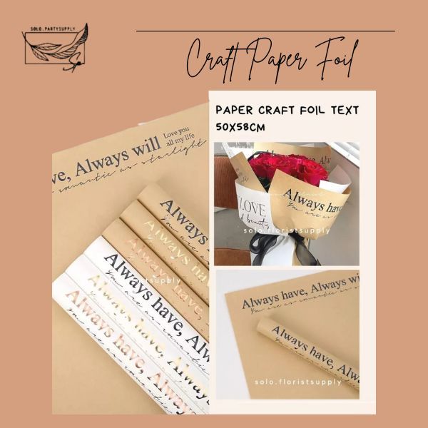 

(SW) TERLARIS CRAFT PAPER FOIL TEXT IMPORT VINTAGE CRAFT PAPER KERTAS UNTUK BUKET PEMBUNGKUS BUNGA HAND BOUQUET KERTAS KRAFT COKLAT