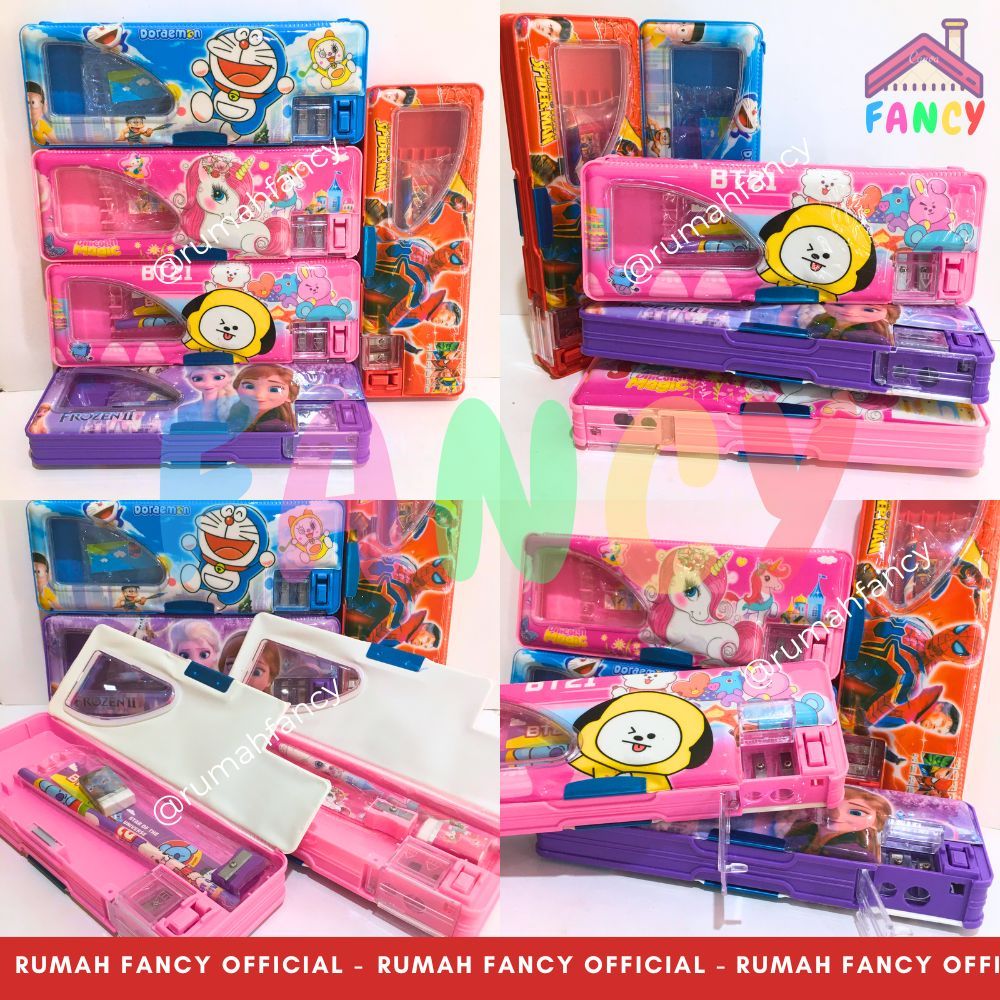 

[FREE BUBBLEWRAP] TEMPAT KOTAK PENSIL MAGNET SET ISI ALAT TULIS KARAKTER KT 2216 + Serutan 2 Lubang Motif HEROES KITTY KARTUN EMON LUCU UNIK MURAH