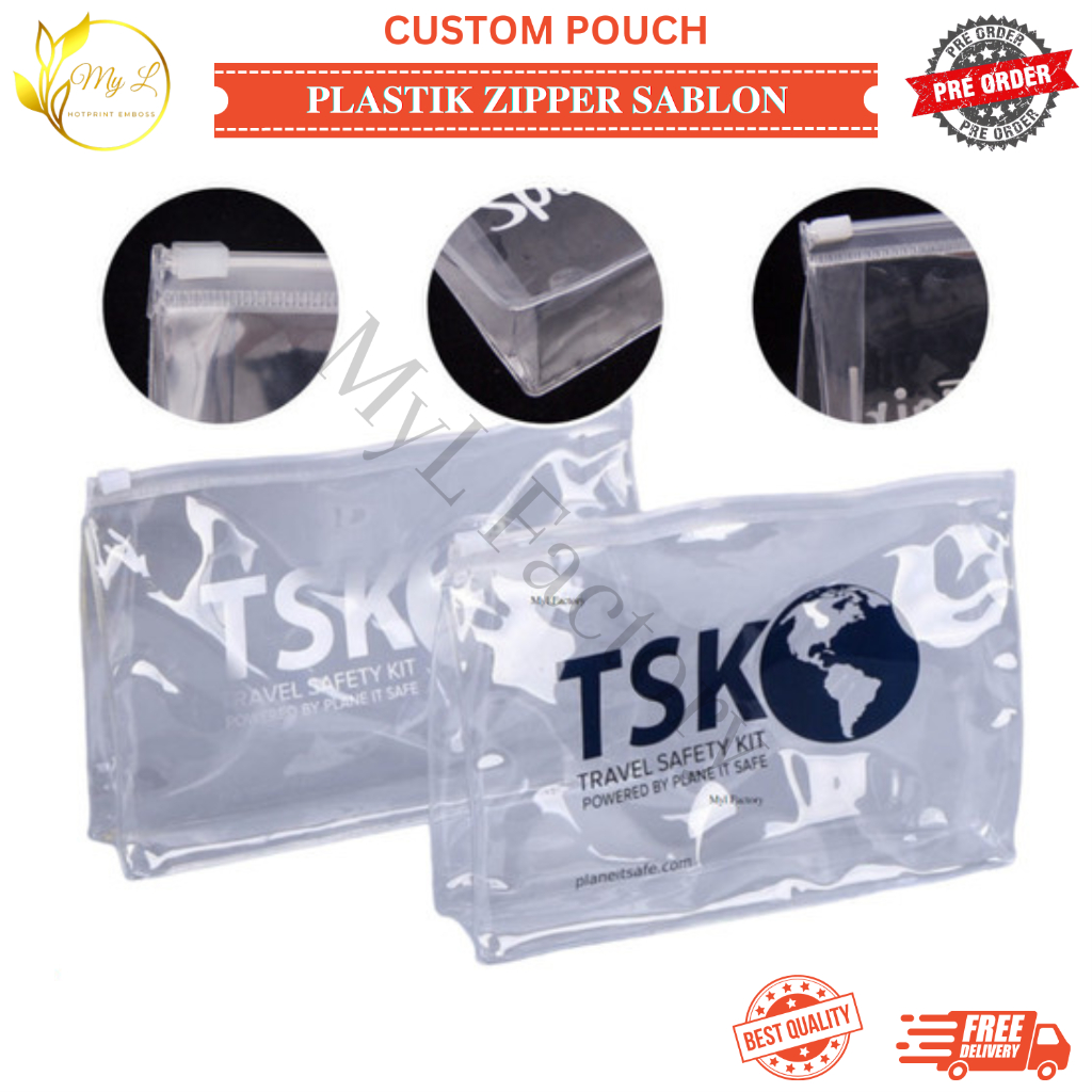 My.L CUSTOM - POUCH PLASTIK ZIPPER KEMASAN SABLON TEBAL KANTONG KOSMETIK PVC TEBAL 0,15A