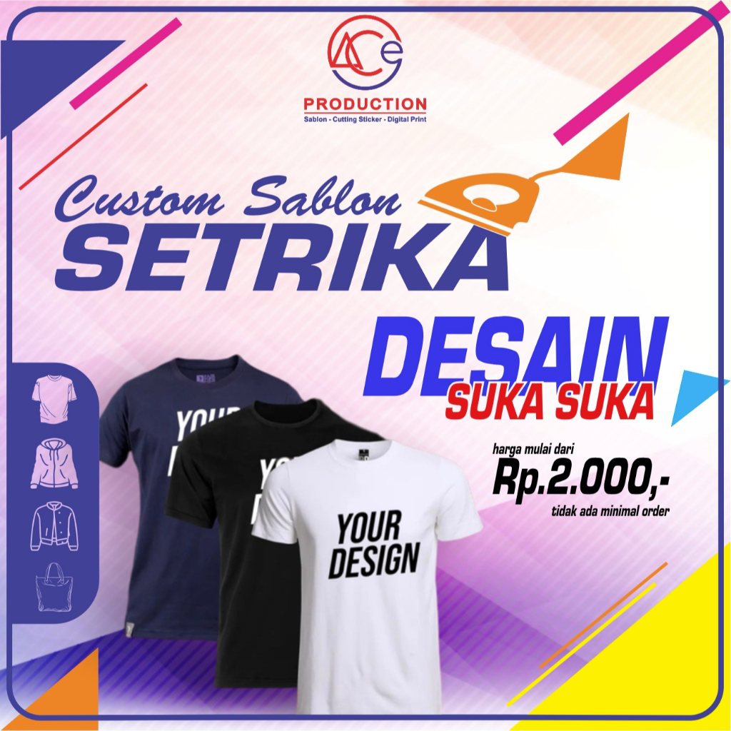CUSTOM SABLON BAJU/ SABLON SETRIKA SABLON DESAIN SUKA SUKA
