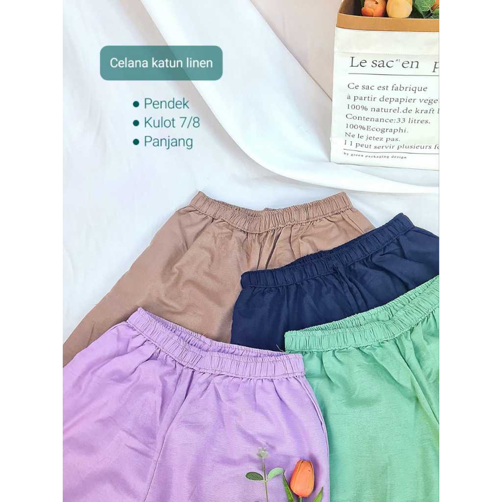 GROSIR BAJU MURAH - Celana 7/8 Polos Linen Premium / Celana 7/8 Linen Murah / Celana 7/8 Linen
