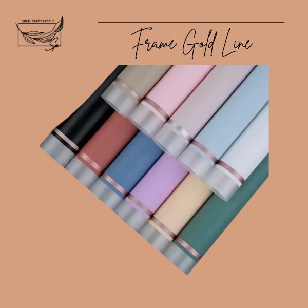 

(SW) TERLARIS TRANSPARENT FRAME GOLD LINE FLOWER WRAPPING CELLOPHANE WATERPROOF KERTAS BUKET WISUDA/ WEDDING/BIRTHDAY/GIFT