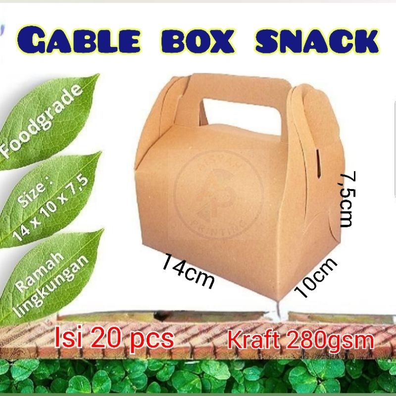 

Gable Box / box jinjing / box snack /dus kue 14 x 10 x 7,5 / box hampers dus snack isi 20pcs