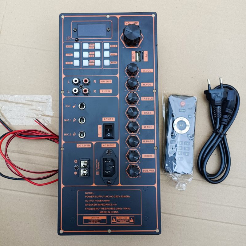 Siap Pakai Kit Power Ampli Spiker Aktif Cas Ulang Subwoofer Amplifier Angkat 4 Speaker 12 in