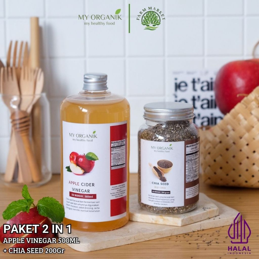 

My Organik Cuka Apel Original Organik Apple cider Vinegar With Mother 500ml Chia seed Biji selasih